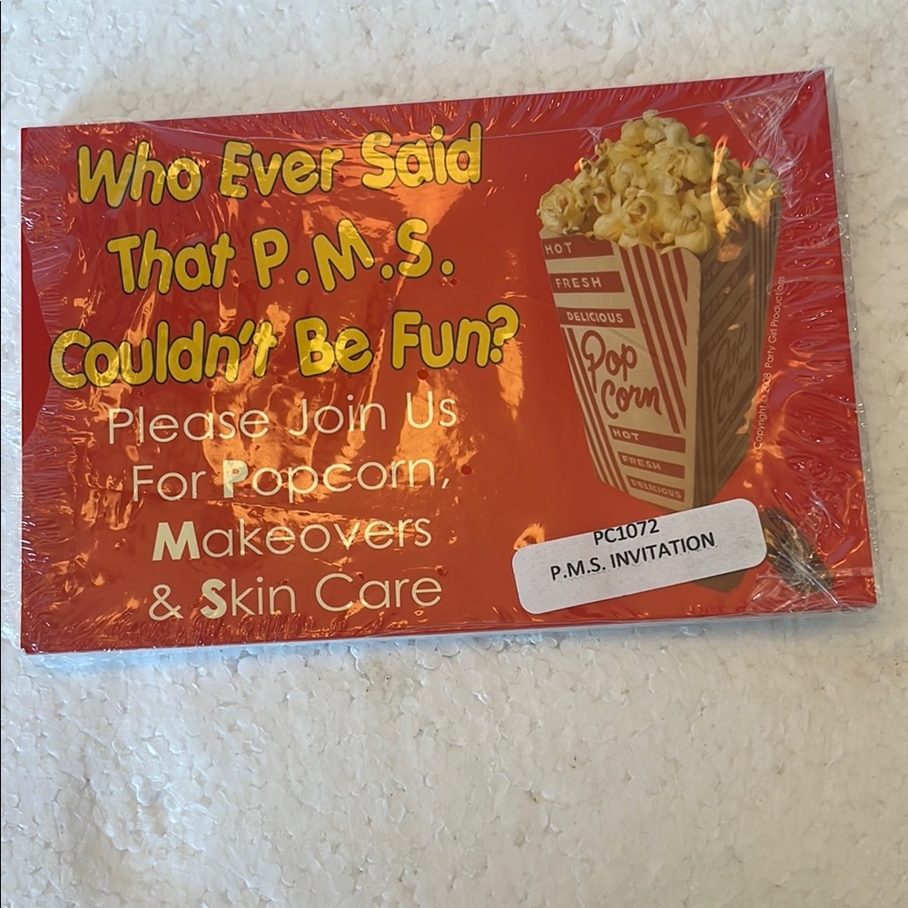 Popcorn party spa Makeover Invitation postcards